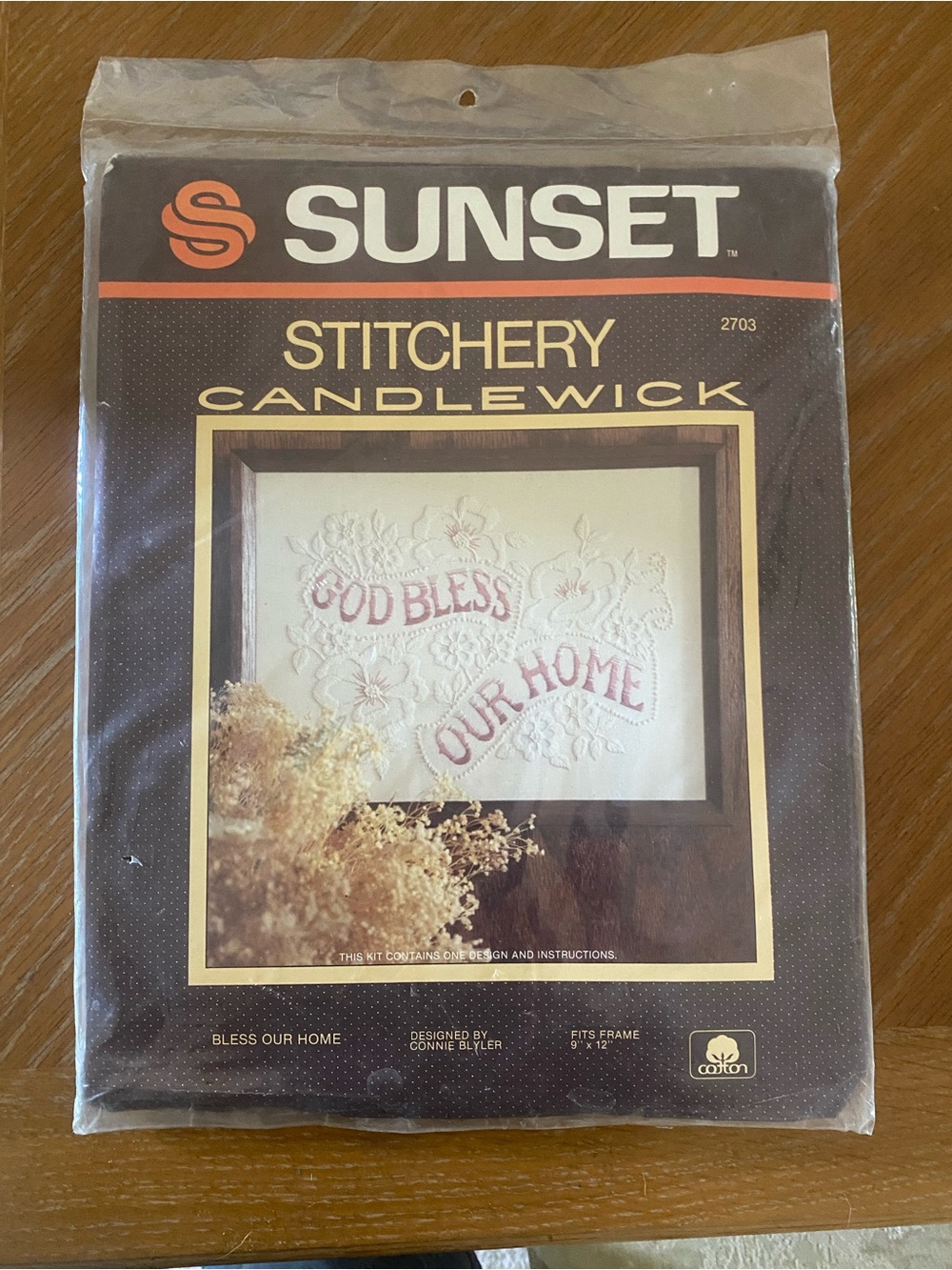 Sunset Stitchery Candlewick Wall Art - Navy and Gold